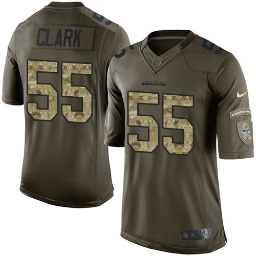 Youth Elite Frank Clark Nike Jersey Green - #55 Salute to Service NFL Seattle Seahawks